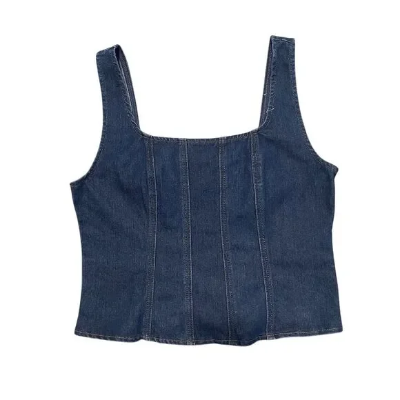 Rachel Zoe Women's Blue Denim Corset Top Size M Casual Blouse - Picture 5 of 7